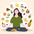 a girl meditates as she thinks about mindful eating